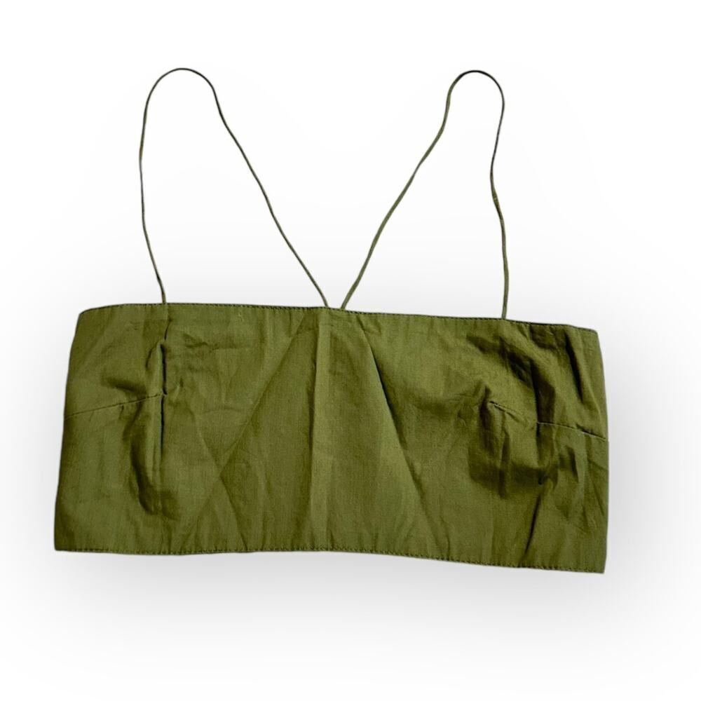 S/W/F Smocked Strappy Tube Top Women's Small Olive Green V-Straps NWT